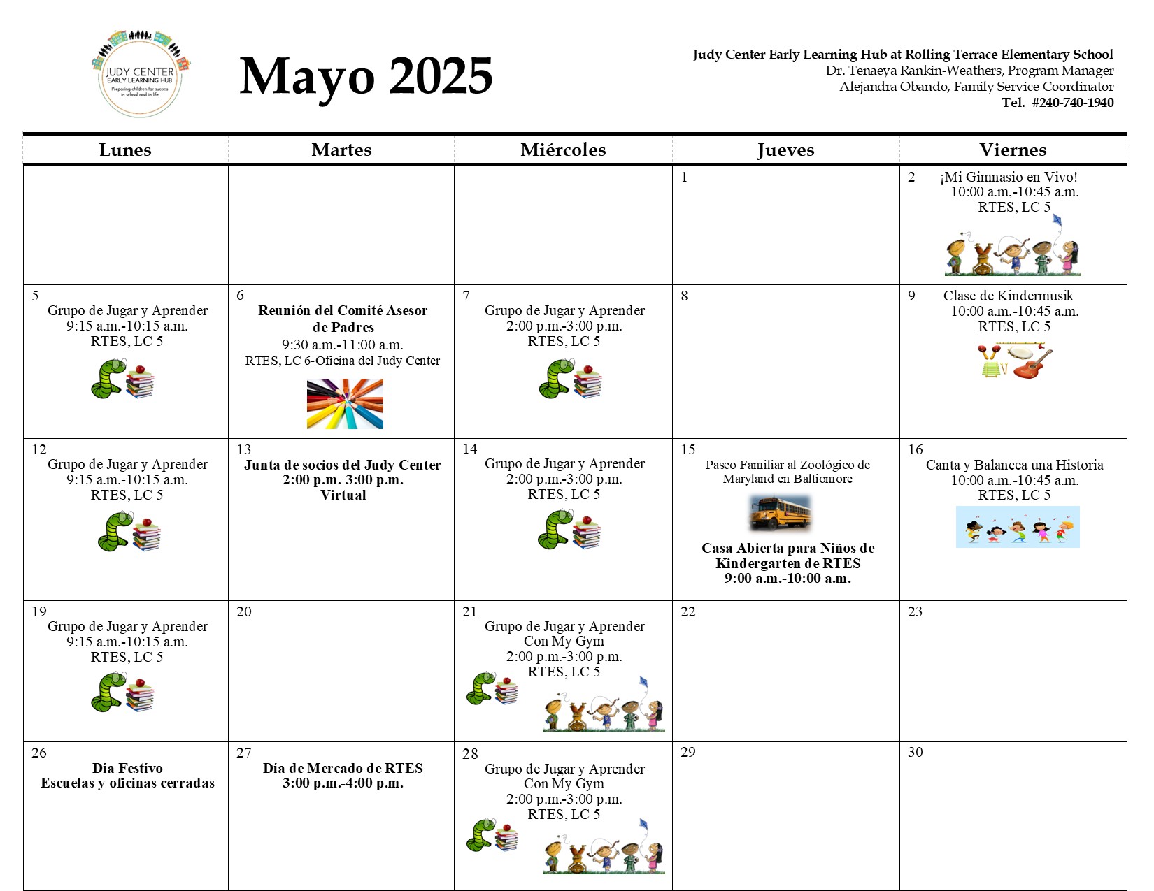 Calendario de mayo de 2025