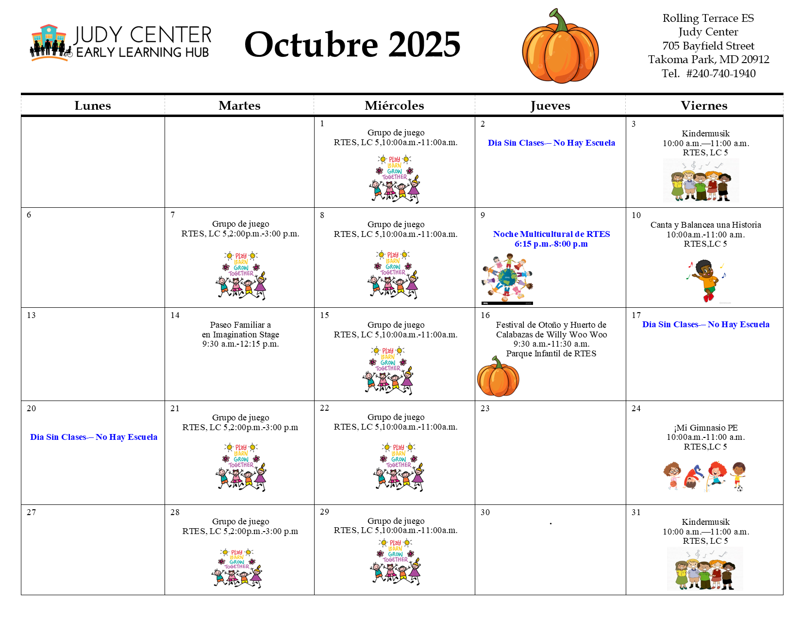 Calendario de octubre de 2025