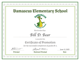 5th Grade Promotion Certificate